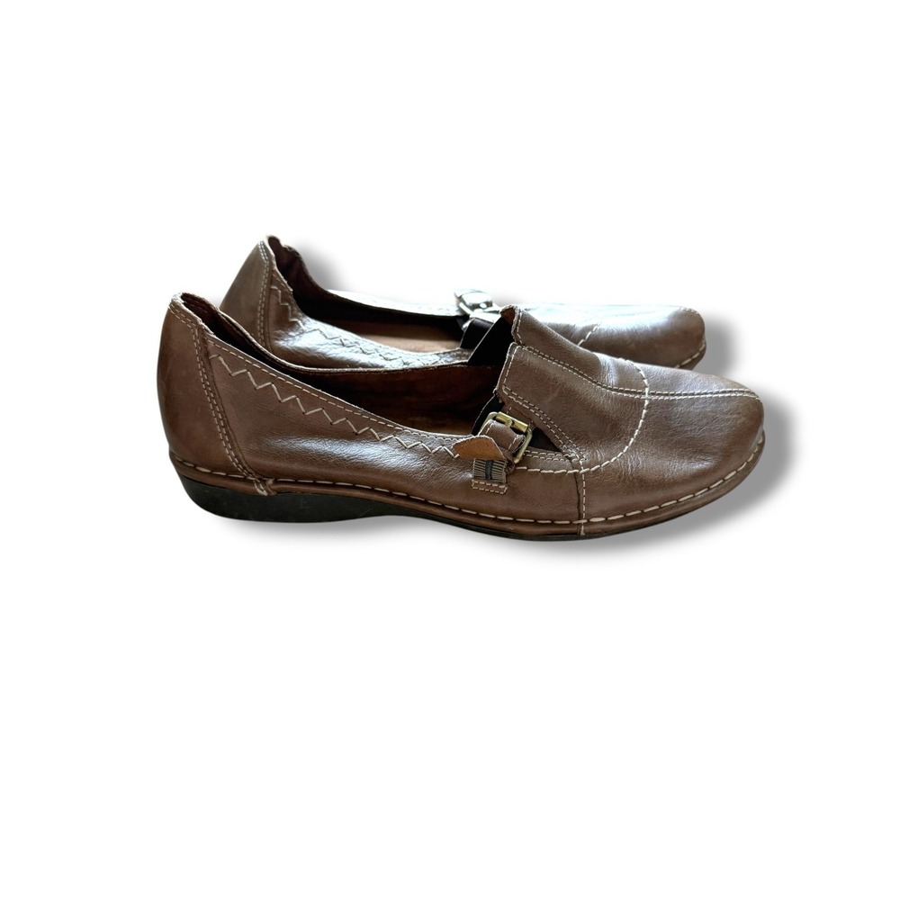 Naturalizer N5 Comfort Loafers Womens 11M Brown Leather Buckle Slip On Shoes